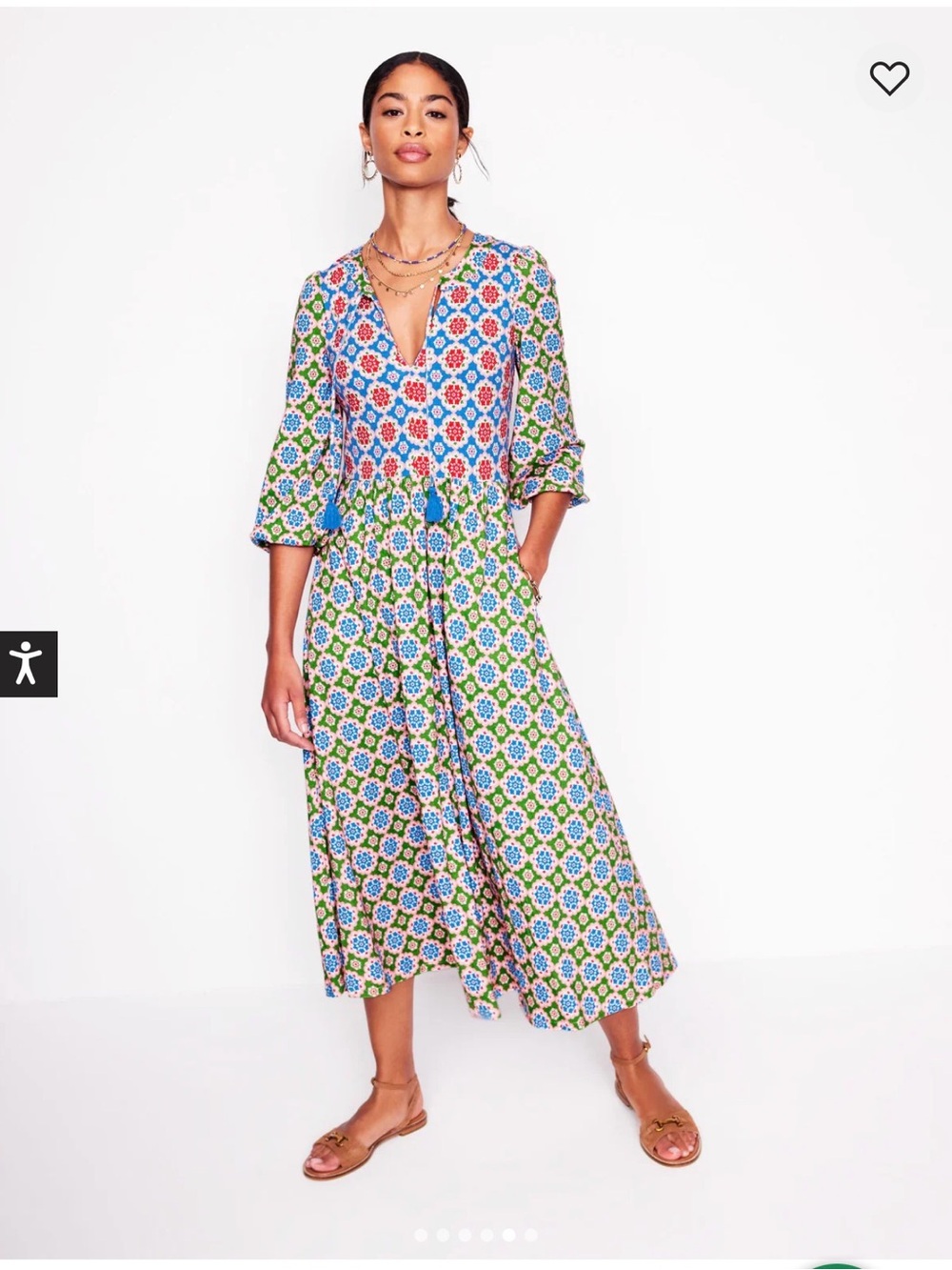 Boden Floral Mosaic Dress in Blue, Green & Pink